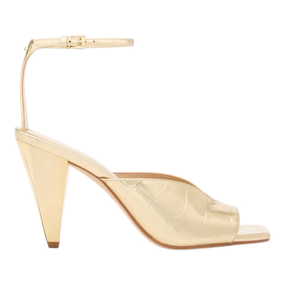 Michael Kors Gold Electra Sandal Heels, Women's 5.5, NWOT - Picture 2 of 16
